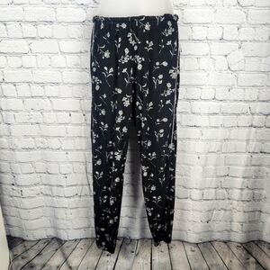 Nine West Size S Black and White Floral Pants